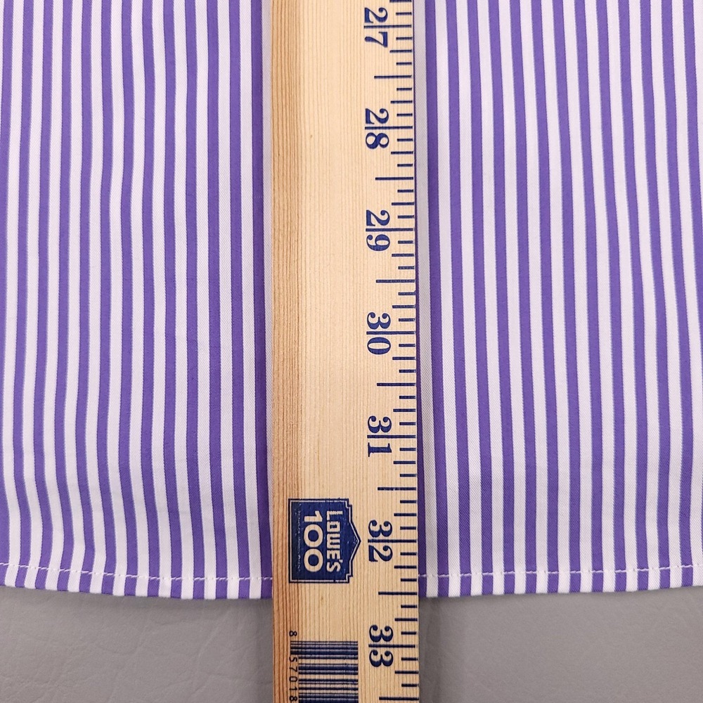 Johnnie-O Shirt Mens XL Purple White Stripe Button Down Bamboo Stretch Pocket - Picture 10 of 11